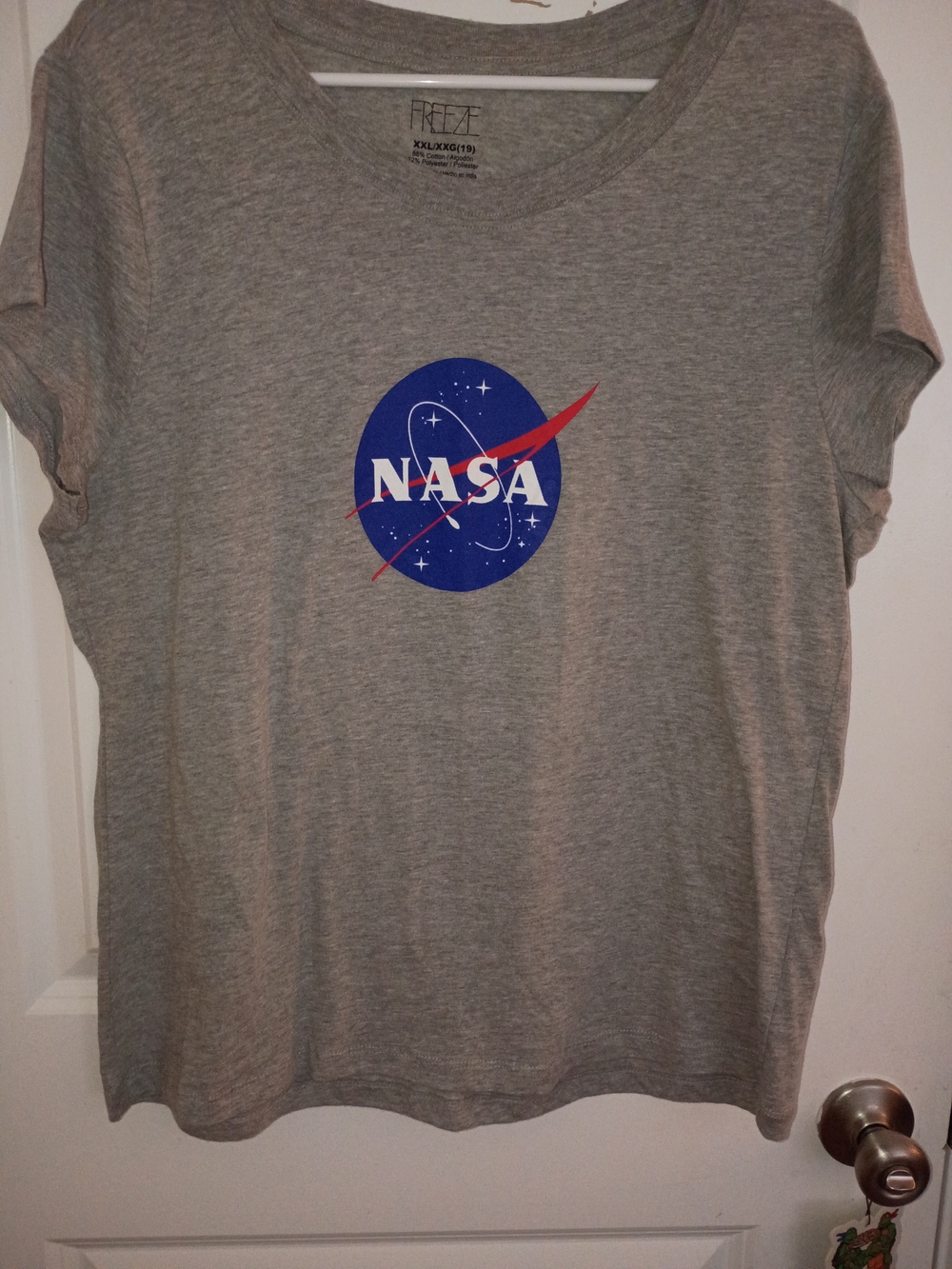 Freeze Gray NASA Graphic Tee with Blue and Red Logo